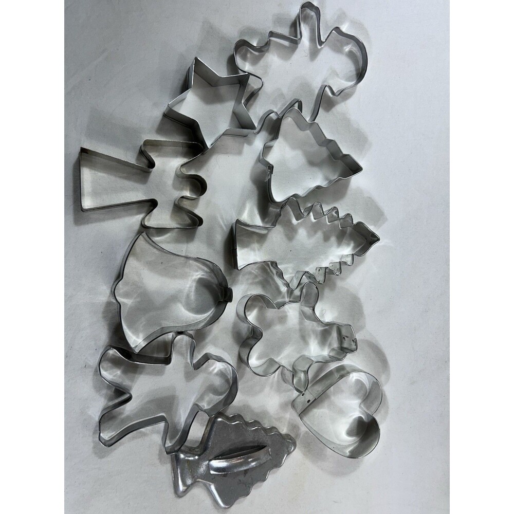 Christmas Cookie Cutters Set of 10 Stainless Steel Enamel Trees Angel